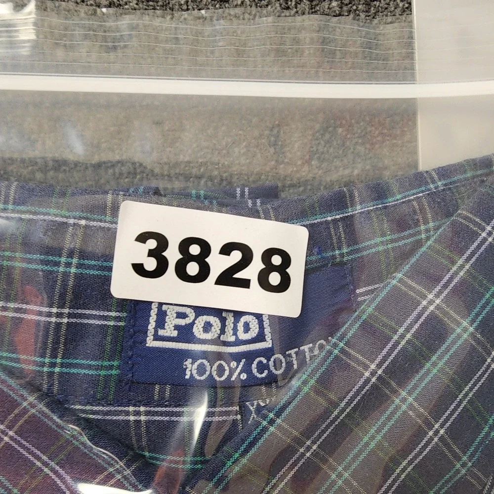 Polo Ralph Lauren Mens XXL Button Down Shirt Blue Green Plaid Long Sleeve Cotton